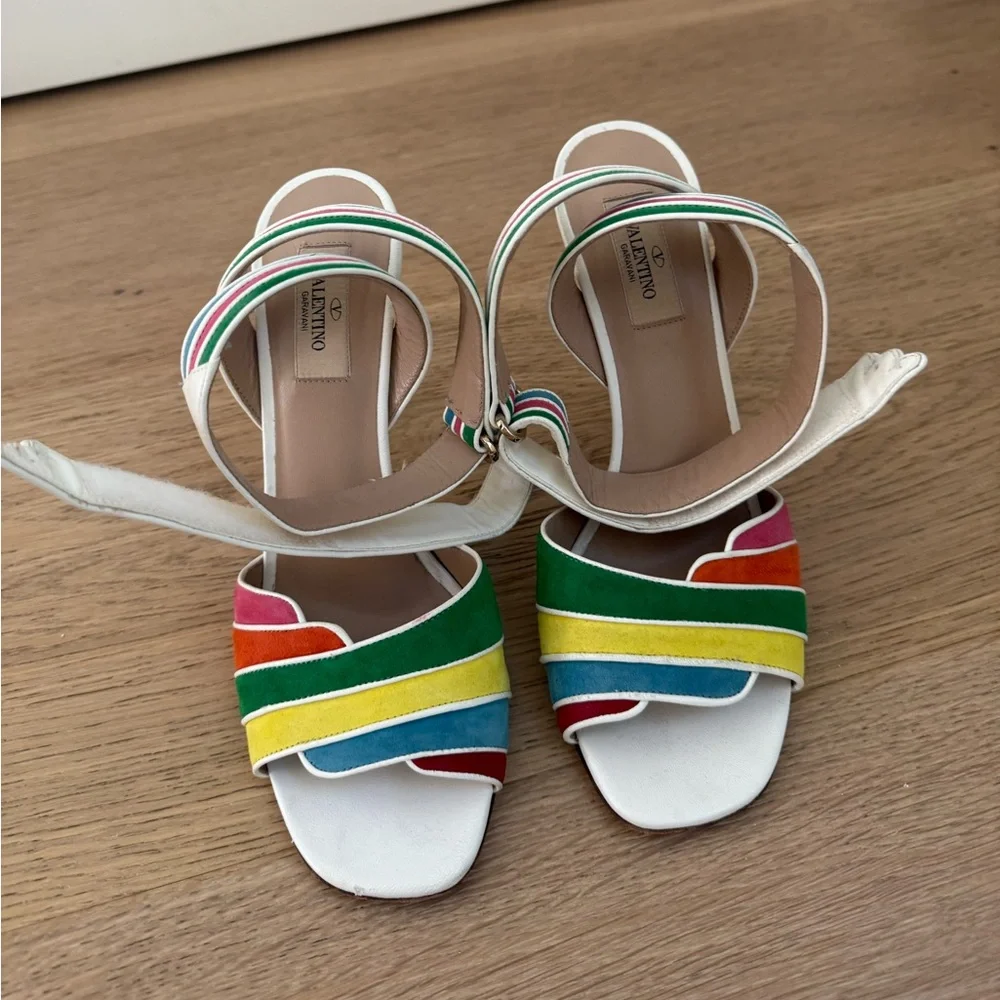 Valentino Garavani Rainbow Suede Strap Heels Size 39